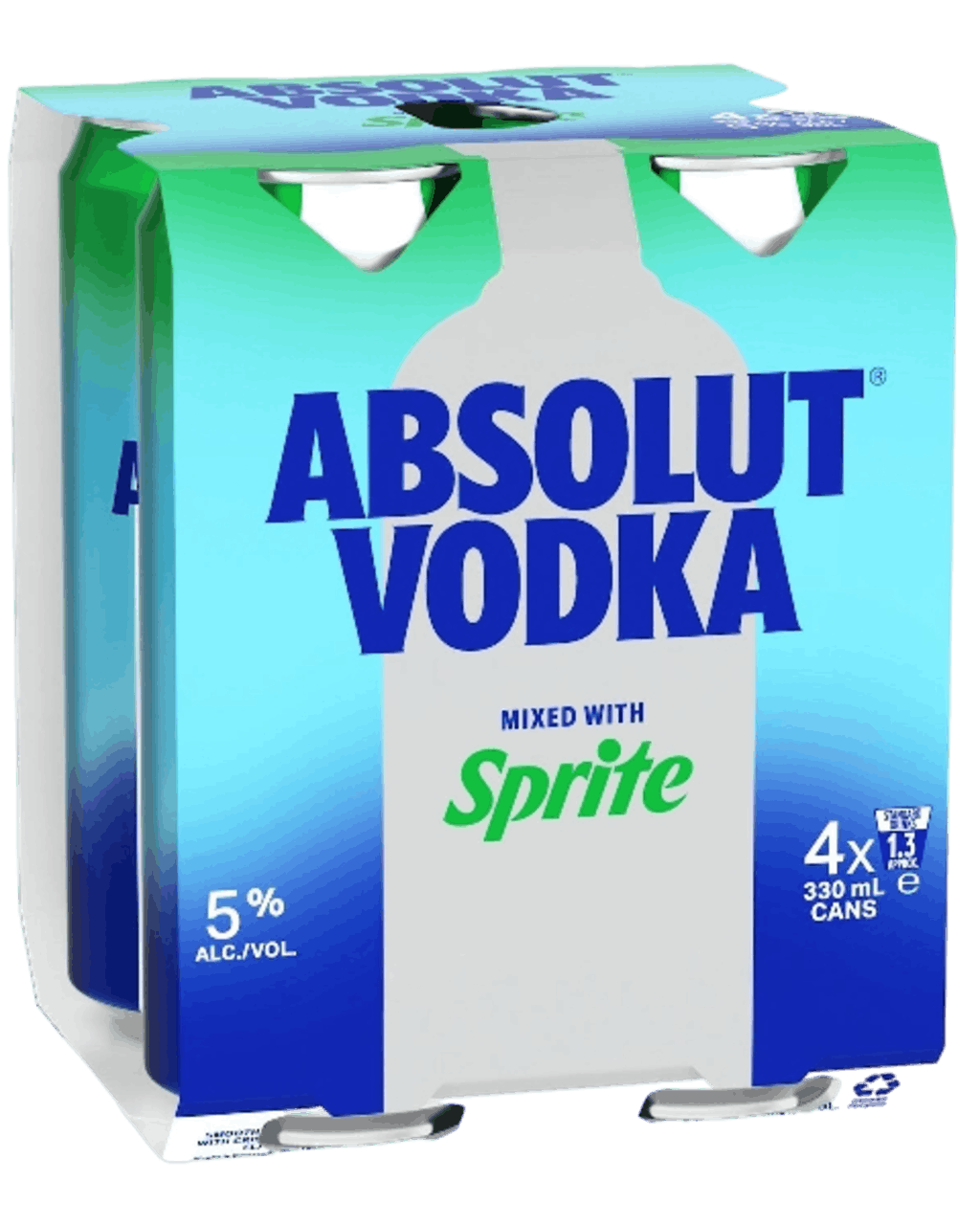 Absolut Vodka & Sprite 5% Cans 330ml (4 Pack)