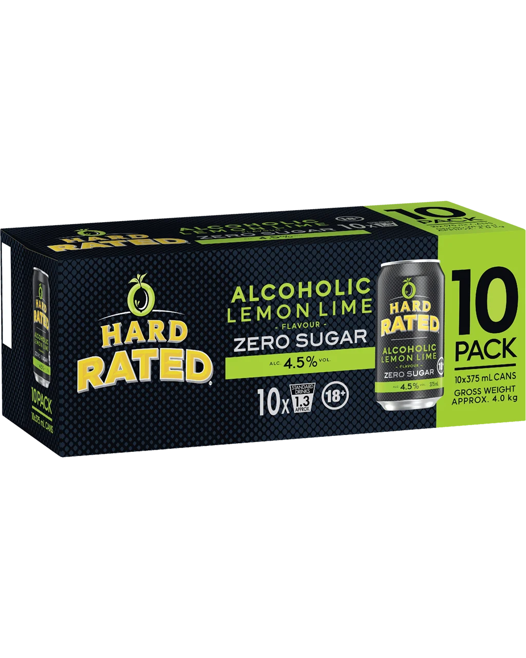 Hard Rated Zero Sugar Lemon Lime 10-Pack 375ml
