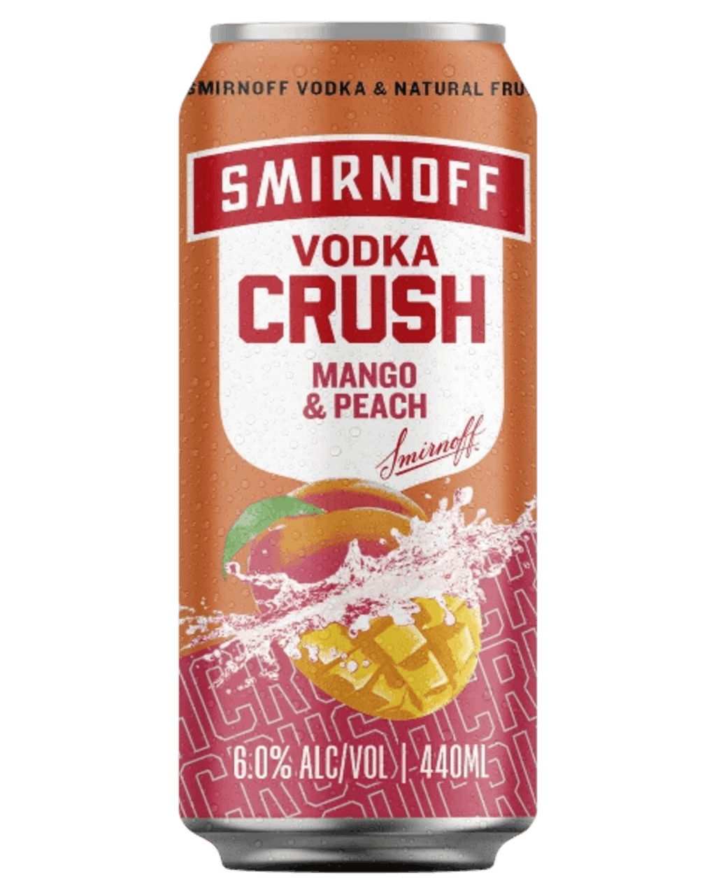 Smirnoff Crush No Sugar Peach & Mango 6% Can 440ml